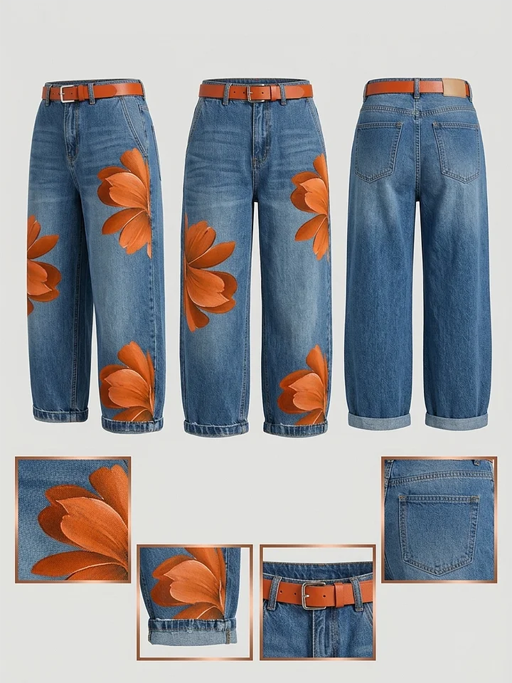 Maud | Conjunto de camisa larga y vaqueros florales