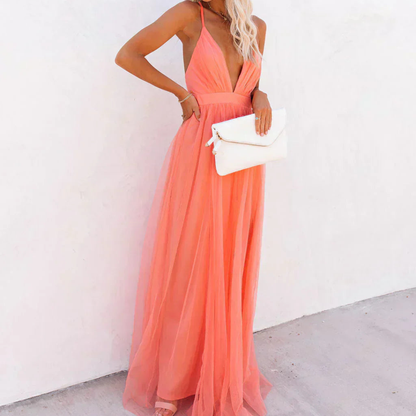 Ginevra | Vestido maxi coral luminoso