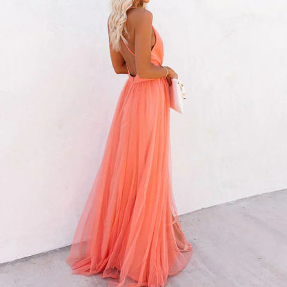 Ginevra | Vestido maxi coral luminoso