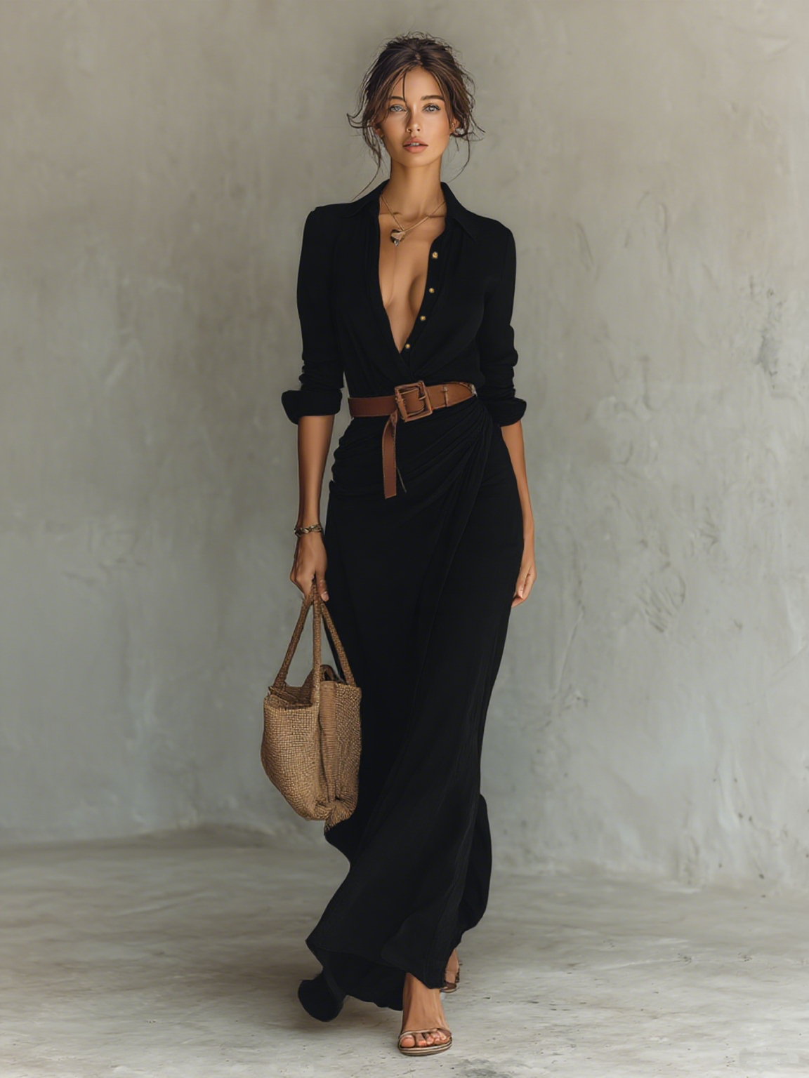 Amelia | Vestido maxi con cuello de solapa