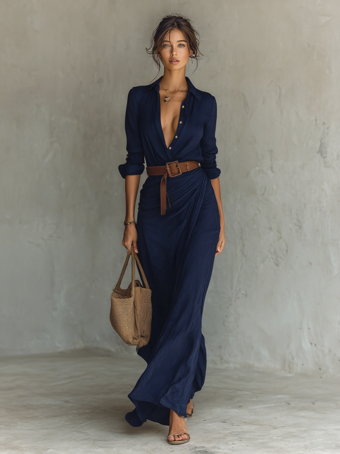 Amelia | Vestido maxi con cuello de solapa