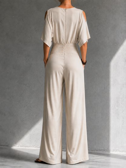 Alia | Mono elegante con efecto cruzado y pernera ancha