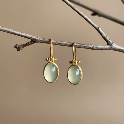 Pendientes vintage de piedra lunar verde