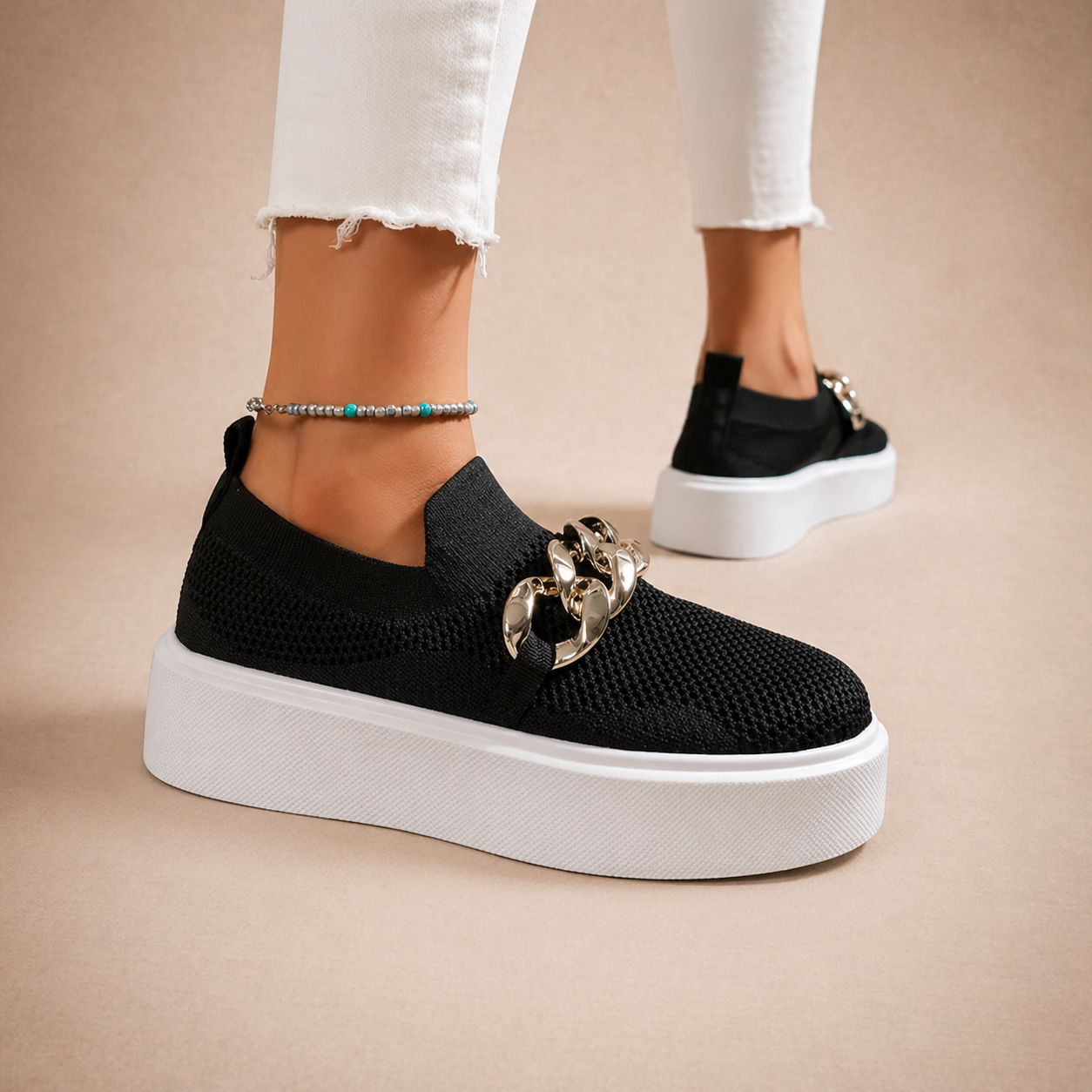 Maria | Mocasines con cadena metálica