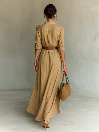 Amelia | Vestido maxi con cuello de solapa