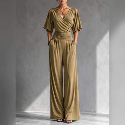 Alia | Mono elegante con efecto cruzado y pernera ancha